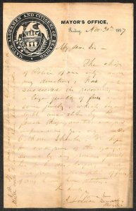 MAYOR OFFICE READING PENNSYLVANIA SIGNED LETTER FEMALE THIEF FURS JEWELRY 1857