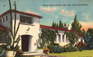 House Miami Beach Florida The City of Beautiful Homes FL Vintage Postcard 1940