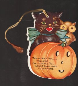 Vintage HALLOWEEN c1920 BRIDGE TALLY Score Card BLACK CAT JOL Ex Carpentier