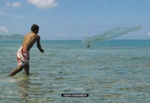 Fijian Fishermen Fishing Fiji Postcard