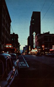 USA Theatre Row at Dusk in Dallas Texas Chrome Postcard 08.54