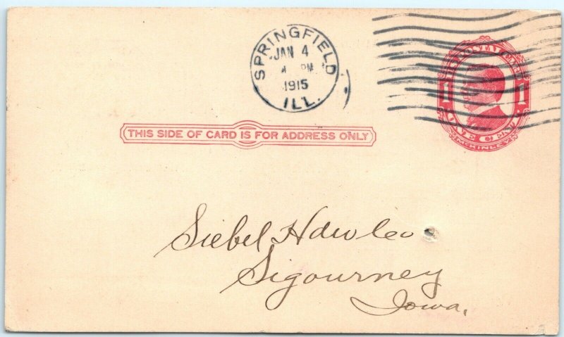1915 Racine Sattley Repair Invoice Receipt Postcard Letterhead Springfield A59