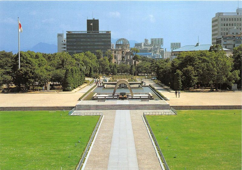 Lot283 memorial cenotaph and the dome of a bomb  hiroshima japan