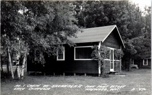 1950s No. 1 Cabin Kavanaugh's Resort Lake Chippewa Hayward WS RPPC Postcard