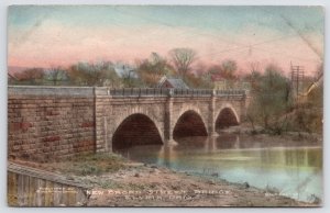 Elyria OH Handcolored~New Broad Street Bridge~Bins Bookstore~Telephone Pole 1910