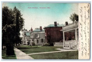 1907 Park Avenue Exterior Houses Sidewalk Front Yard Kenosha Wisconsin Postcard