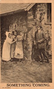 Vintage Postcard 1911 Something Coming Three Girls Waiting For The Guy
