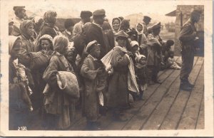 1916 Real Photo Postcard Volhynian Refugees Men Women Children