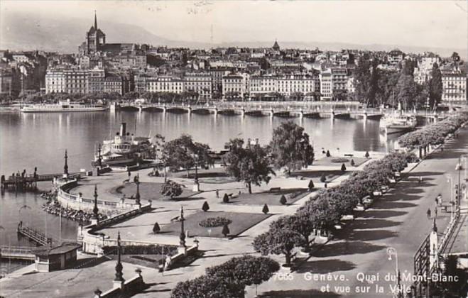 Switzerland Geneve Quai du Mont-Blanc et vue sur la Ville 1969 Photo