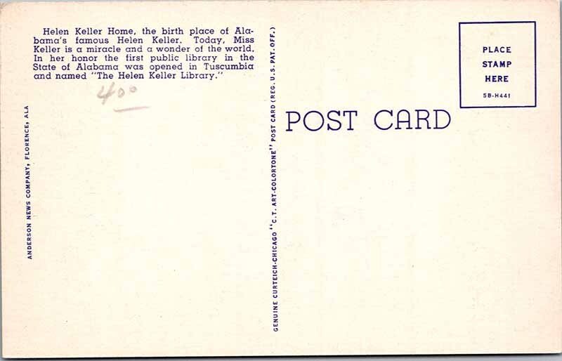 Postcard HOUSE SCENE Tuscumbia Alabama AL AO2351