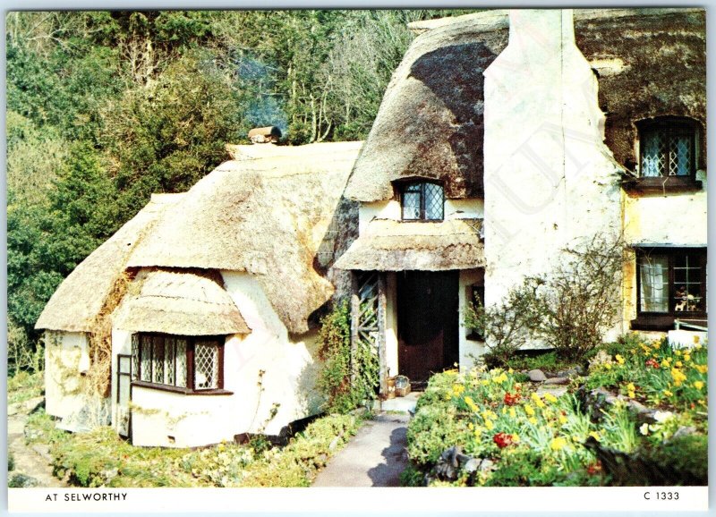 c1970s Selworthy, Somerset, England House Cottage Thatched Roof 4x6 PC Judges M5