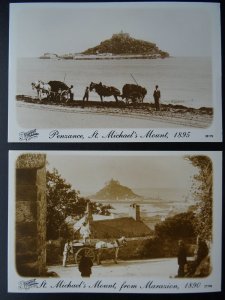 Cornwall 2 x PENZANCE & ST. MICHAELS MOUNT Reproduction Postcard c1890s by Frith