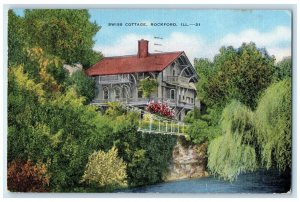 1957 Swiss Cottage Exterior Building Rockford Illinois Vintage Antique Postcard 