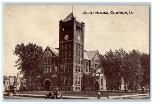 Clarion Iowa IA RPPC Photo Postcard Court House Building Exterior Roadside c1910