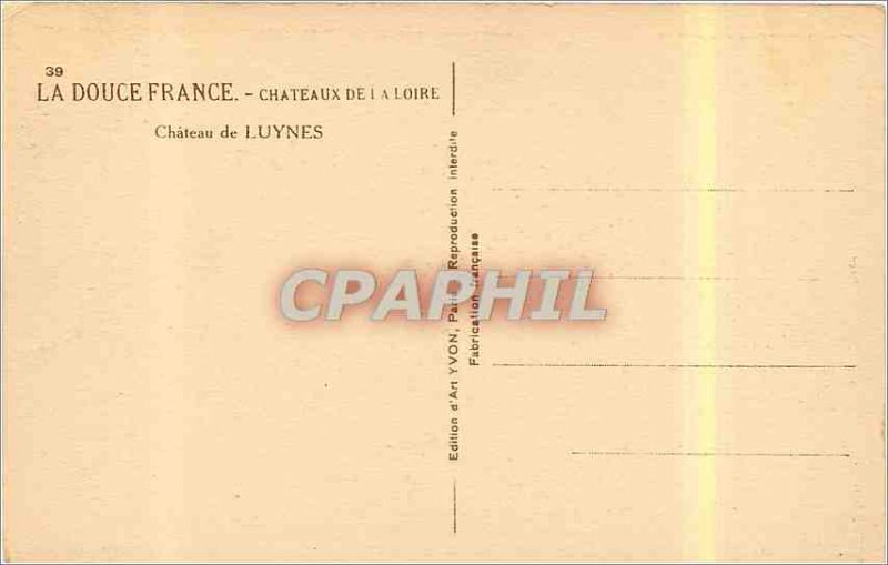 Old Postcard La Douce France Chateaux of the Loire Chateau of Luynes