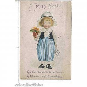 A Happy Easter-Boy Carrying Flower Pot-Clapsaddle