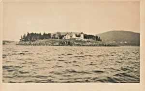 Negro Island Camden ME Lighthouse Rocky Coast Real Photo  Postcard