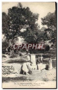 Old Postcard La Sainte Baume Giniez Farm Fountain and Grand Chene