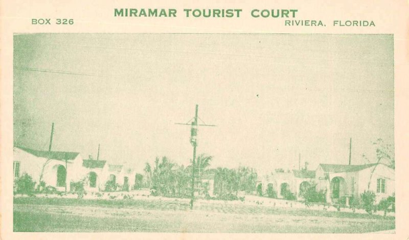 Riviera Florida Miramar Tourist Court Vintage Non PC Back AA24267