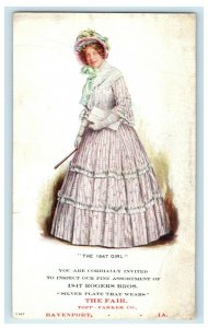 c1905 Girl 1847 Rogers Bros Fair Top Parker Co Davenport IA Advertising Postcard