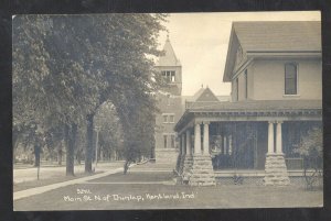 RPPC KENTLAND INDIANA DOWNTOWN MAIN STREET CHURCH REAL PHOTO POSTCARD