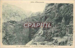 Old Postcard Rotheneuf the Sculptes Rocks at Edge of the Abyss Emerald Coast