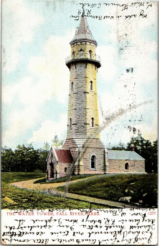 The Water Tower, Fall River MA Undivided Back c1907 Vintage Postcard F39