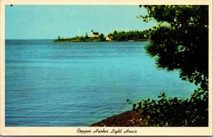 Vtg 1960s Copper Harbor Light House Lake Superior Michigan MI Postcard