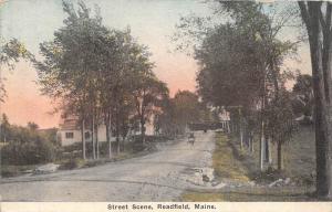 25023 ME, Readfield, Street Scene, dirt road with building off to the side