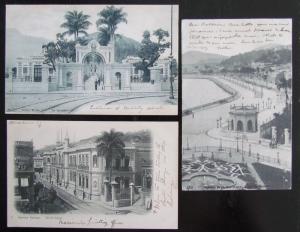 BRAZIL VIEWS LOT OF 3 ANTIQUE POSTCARDS