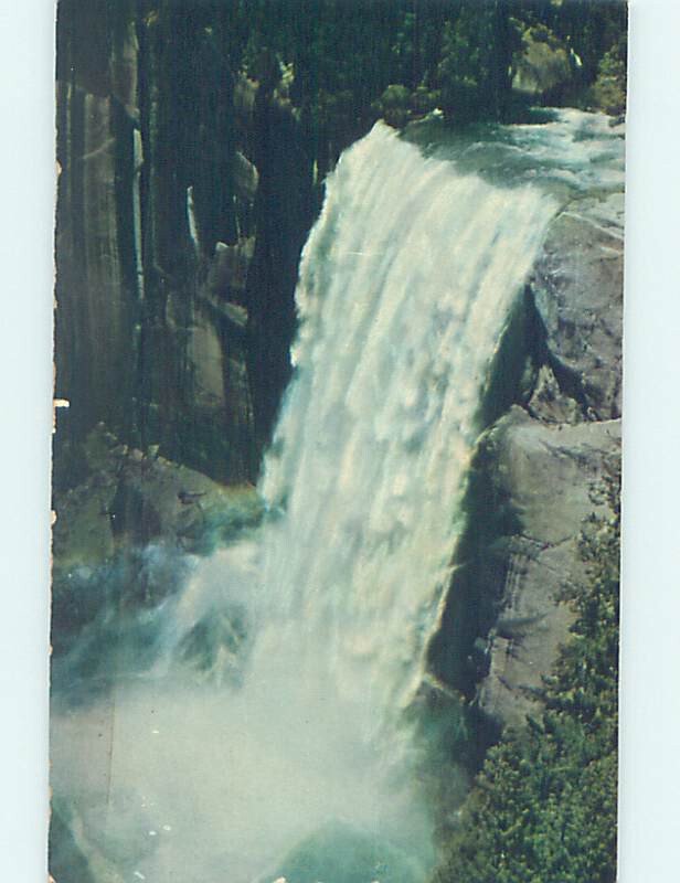 Chrome WATERFALL SCENE Yosemite Park - Near Stockton & Modesto CA AG3851