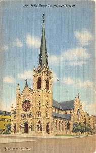 Chicago Illinois 1947 Postcard Holy Name Cathedral on North State & Superior St