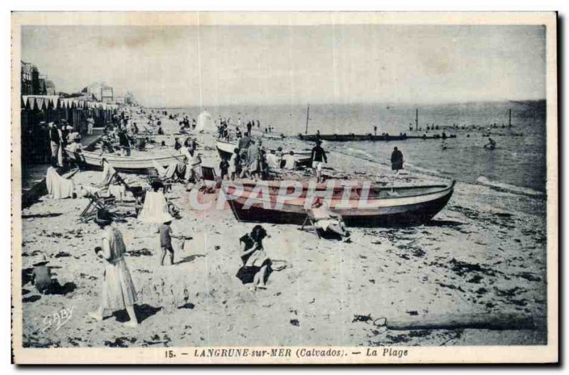 Langrune sur Mer Old Postcard Beach