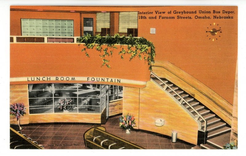 NE - Omaha. Overland Greyhound Union Bus Depot, Interior