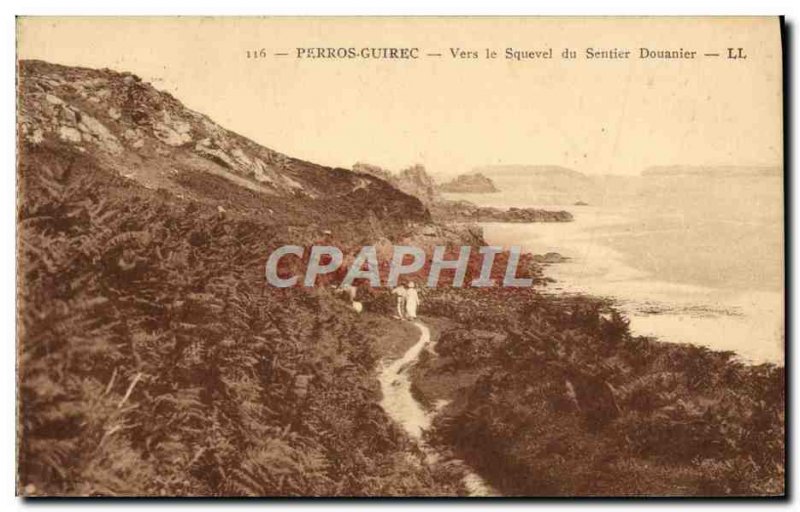 Old Postcard Perros Guirec By The Trail Of Squevel Customs