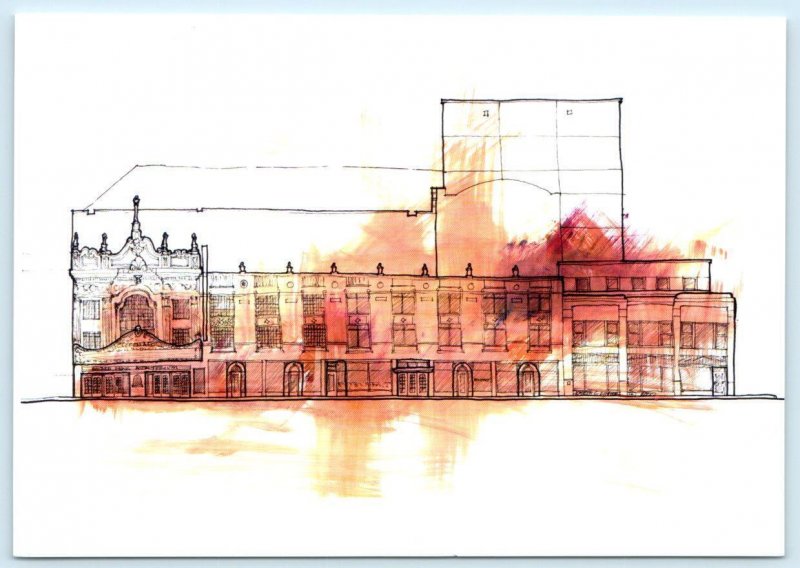 ROCKFORD, Illinois IL~ CORONADO THEATRE Architects Drawing 4x6 Postcard 2001