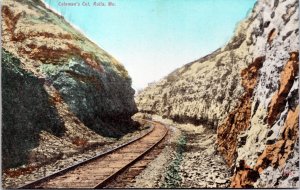 Postcard MO Rolla - Coleman's Cut - train tracks through mout