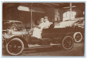 c1919 Car Man Woman Driving Gloves Goggles Vienna Austria RPPC Photo Postcard 