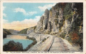 Norfolk & Western Railway Railroad Train Palisades New River Virginia postcard