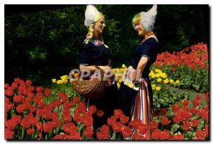 Postcard Modern Flowers in Holland Folklore Finery