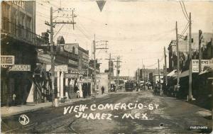 C-1910 View Comercio Street JUAREZ MEXICO RPPC postcard 4170