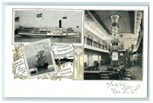 1906 Steamer Plymouth Panel at Head of Main Stairway, Grand Saloon Postcard