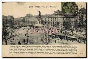 Old Postcard Paris Place de La Republique