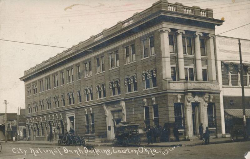 RPPC City National Bank - Lawton OK, Oklahoma - Photographer H J Love - pm 1912