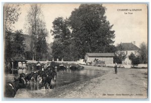 c1910 Cows Near The Bridge Charmes-la-Grande France Unposted Antique Postcard