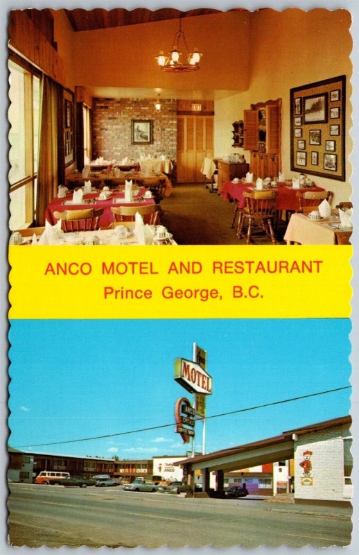 Vtg Prince George British Columbia BC Anco Motel & Restaurant Canada Postcard