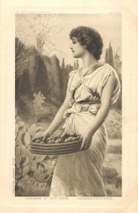 B580 British artist Henry Ryland fine art Autumn Charm pastoral young woman