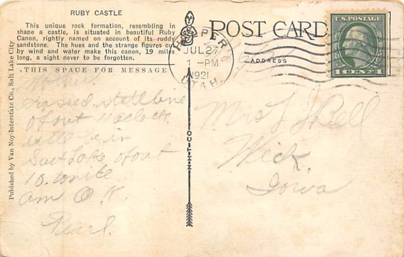 Ruby Castle Utah Railroad, Train Postcard