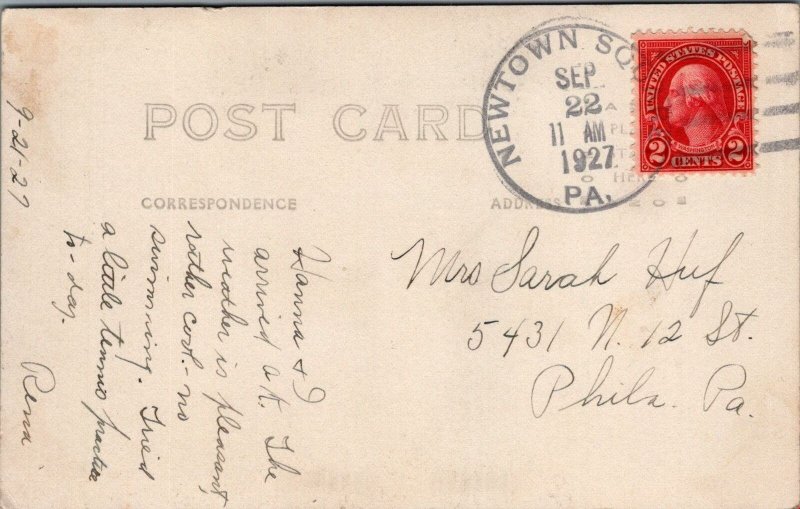 RPPC Postcard Garrett Williamson Lodge Newtown Square  PA Lawn