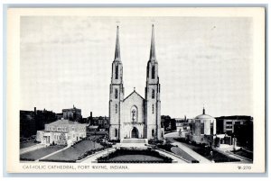 c1960s Catholic Cathedral Exterior Roadside Fort Wayne IN Unposted Postcard